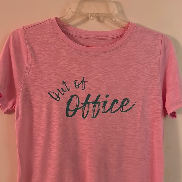 ALL WORTHY “Out of Office” Short Sleeve Slub Knit Tee Shirt - Picture 2 of 5